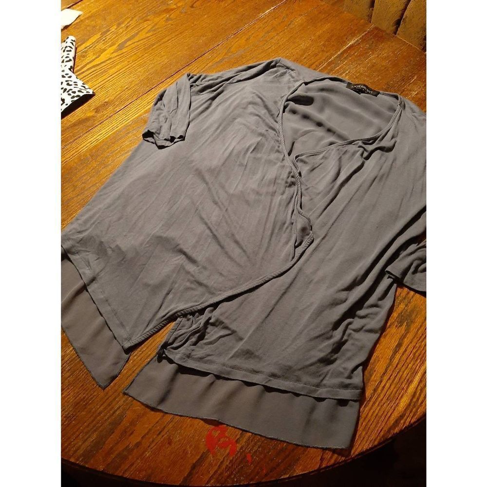 Size 14/16 Lane Bryant Blue Lined Cardigan Open Front Over Shirt 3/4 Sleeve